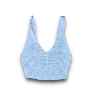SHEIN Light Blue Ribbed Knit Crop Top